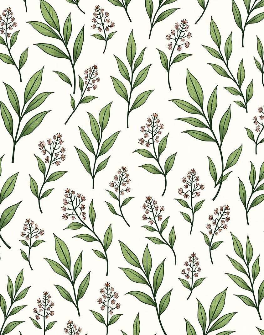 Botanical Leaf Blossom Pattern Rug