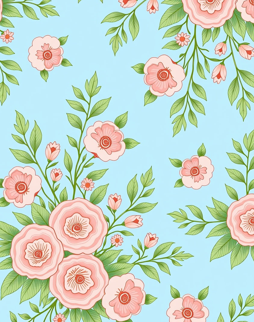 Classic Pink Floral Swirl Pattern Rug
