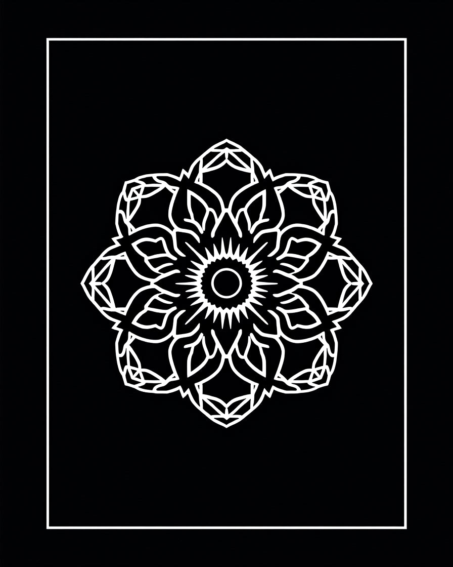 Monochromatic Mandala Bloom Pattern Rug