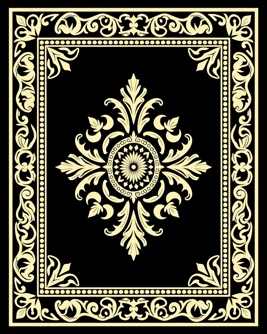 Classic Floral Border Symmetry Rug