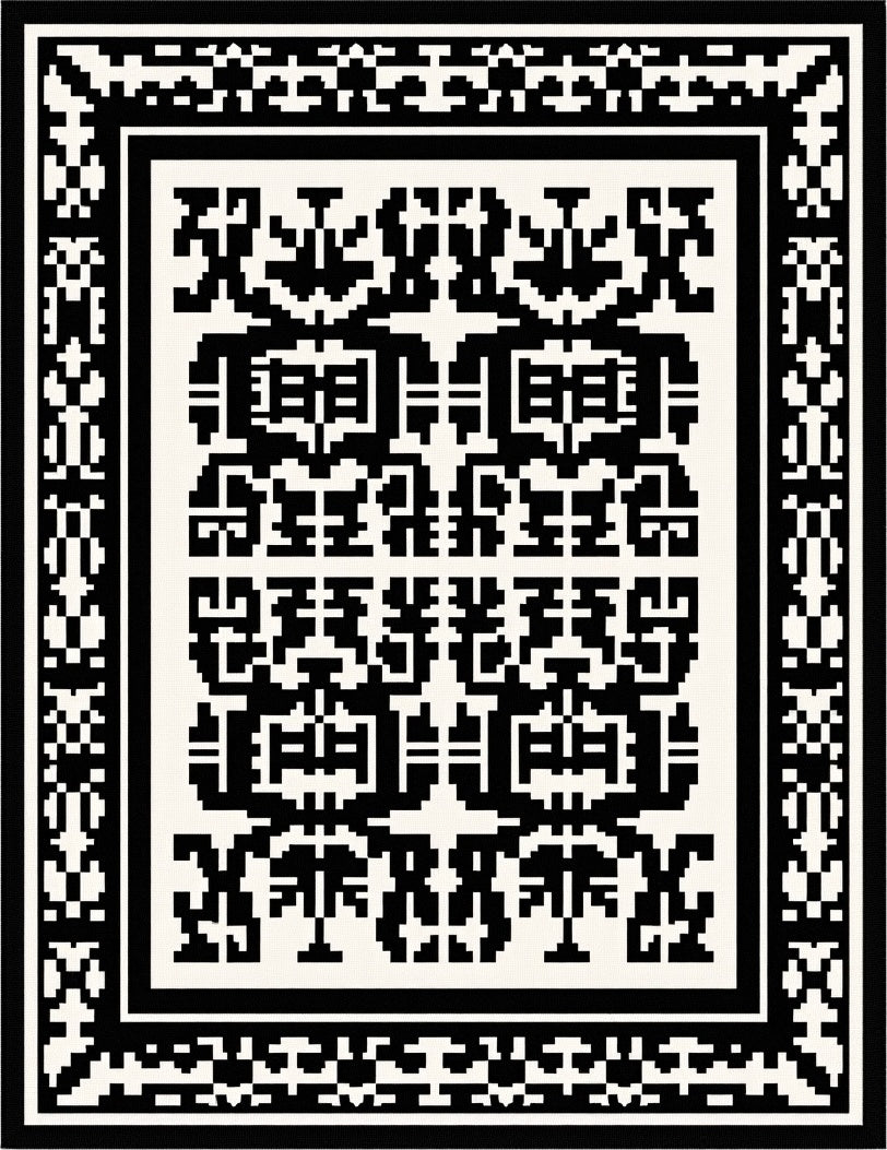 Abstract Black and White Geometric Rug