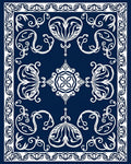 Elegant White Floral Scrollwork Design Rug