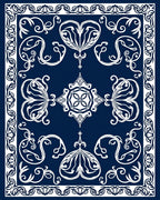 Elegant White Floral Scrollwork Design Rug