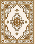 Ornate Brown Gold Floral Design Rug