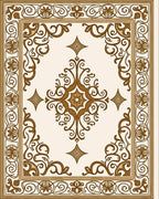 Ornate Brown Gold Floral Design Rug