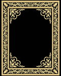 Black Gold Floral Ornate Border Rug
