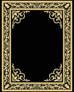 Black Gold Floral Ornate Border Rug