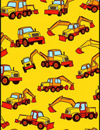 Construction Vehicle Playful Yellow Pattern Rug