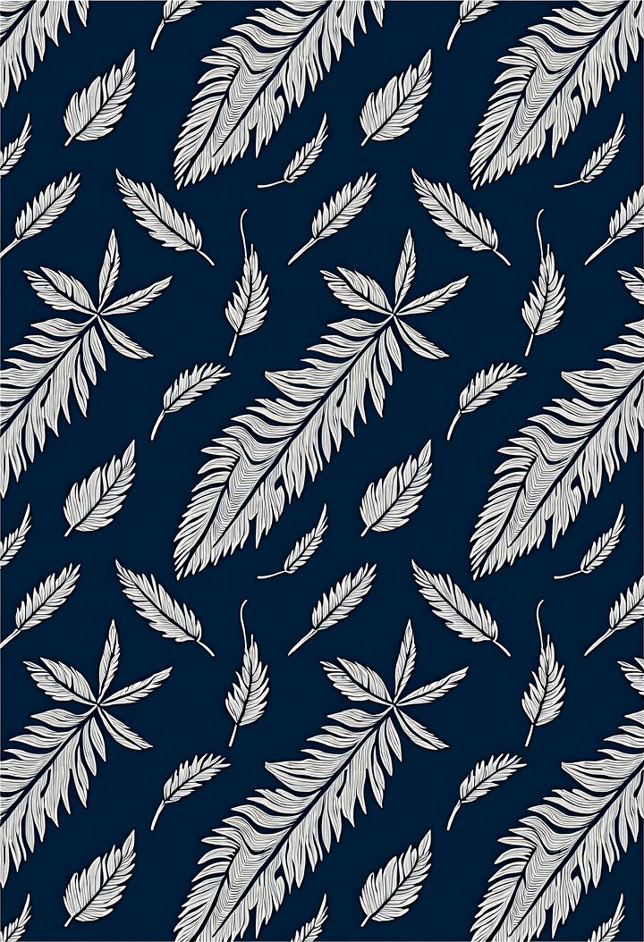 Navy White Feathered Foliage Rug