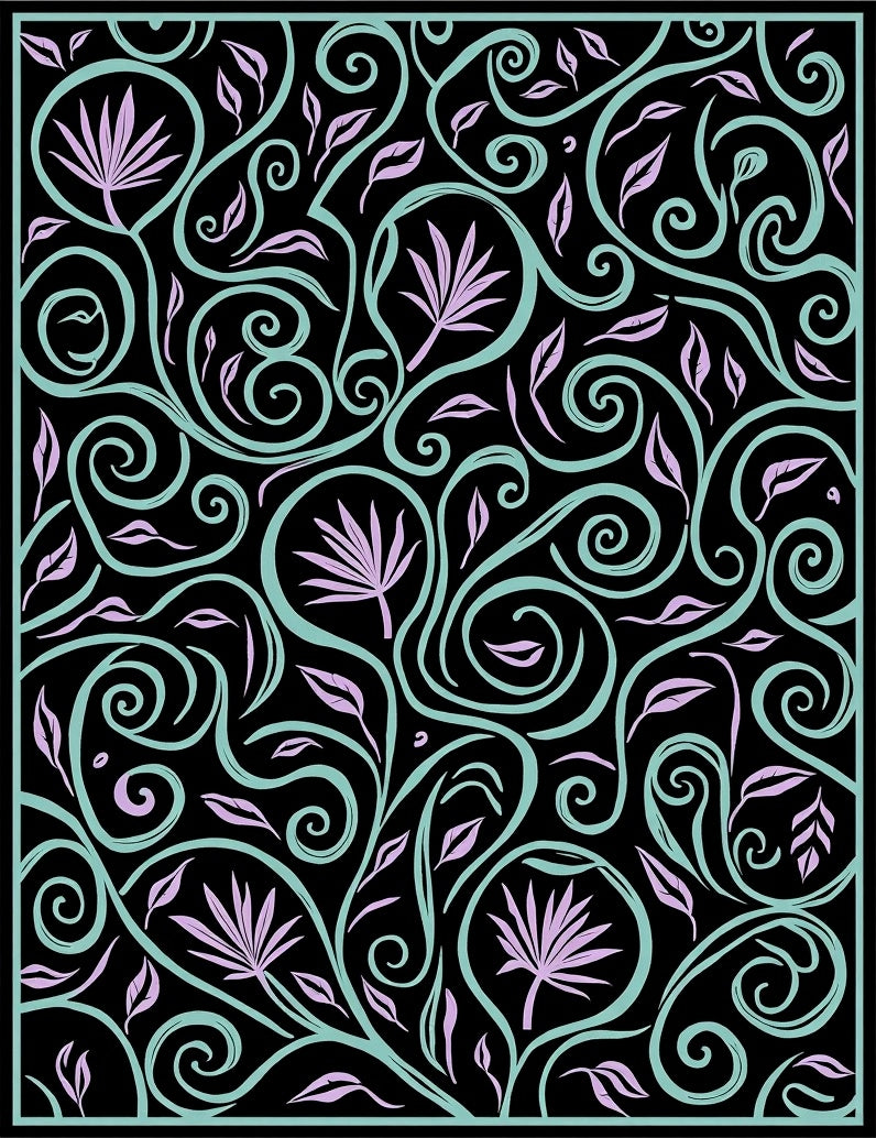 Ornate Swirling Vine Pattern Rug