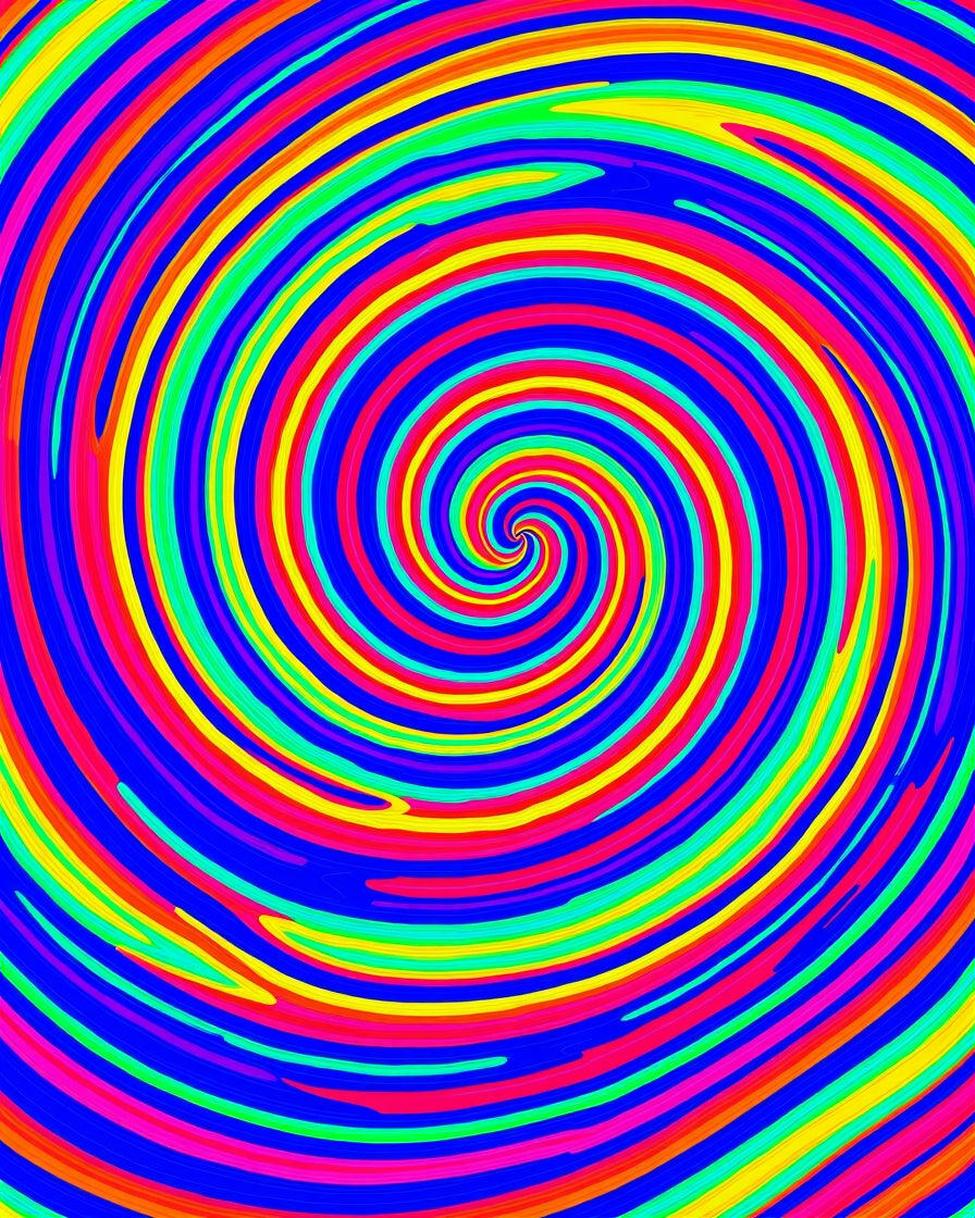 Vibrant Rainbow Swirl Pattern Rug