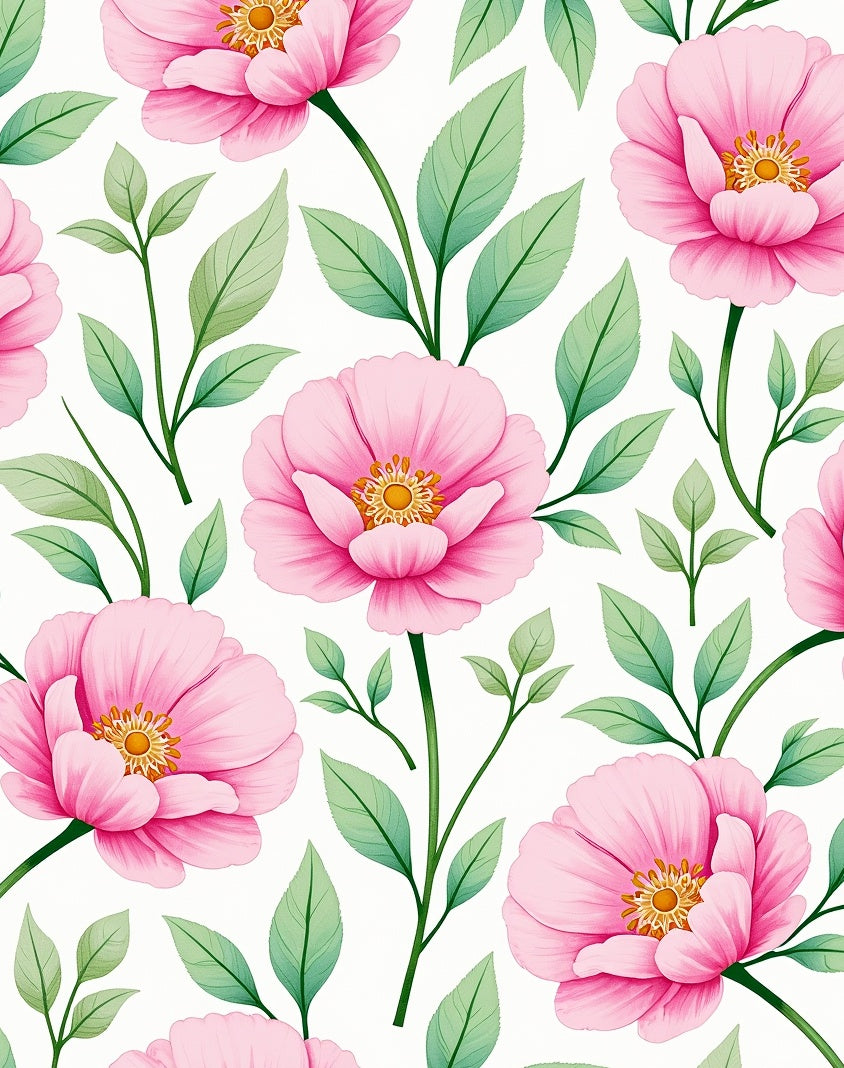Pink Floral Watercolor Pattern Rug