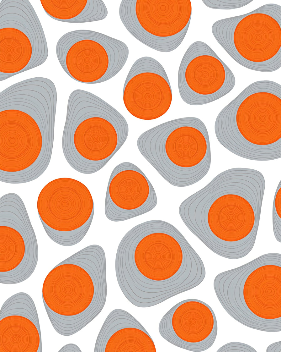Abstract Orange Gray Organic Shapes Rug