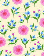 Whimsical Pink Blue Floral Pattern Rug