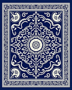 Blue Ivory Intricate Mandala Design Rug