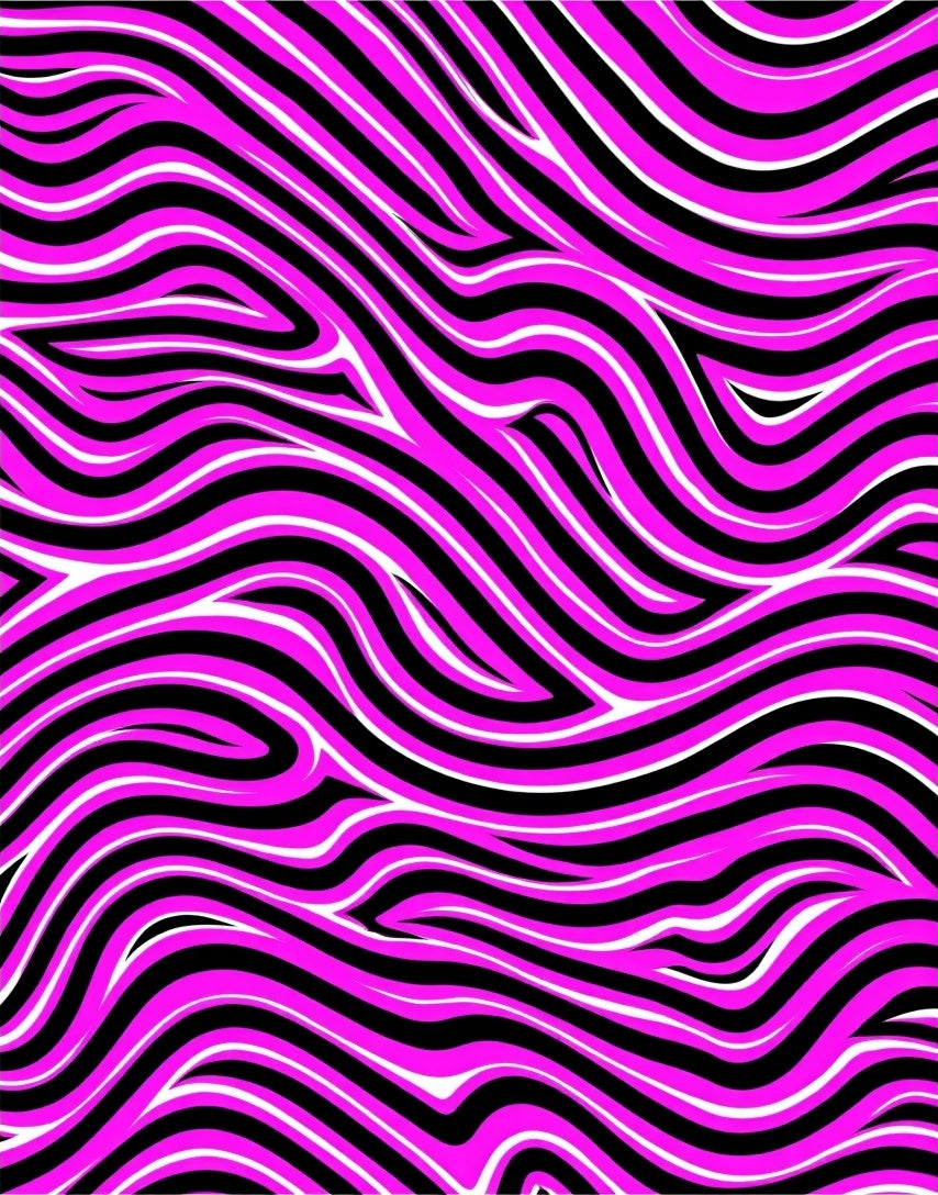 Bold Pink and Black Wavy Lines Rug