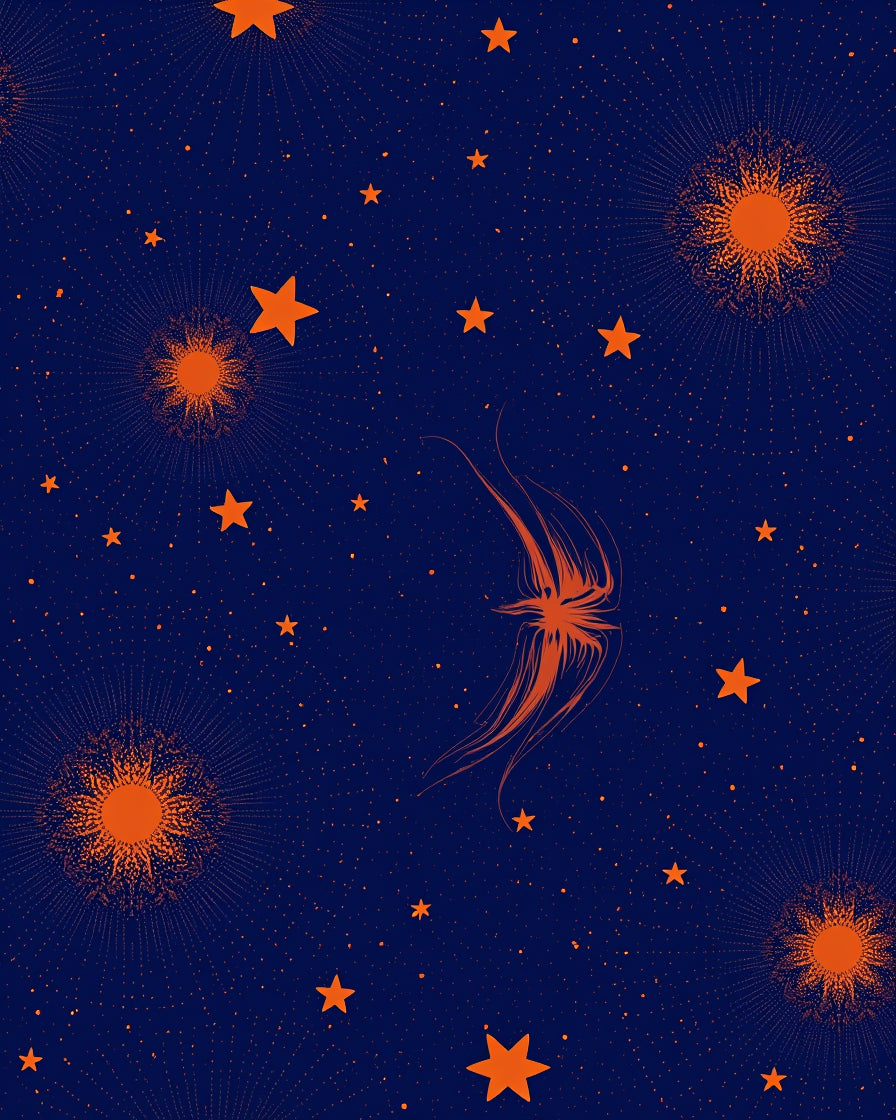 Celestial Sunburst Star Pattern Rug