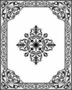 Ornate Black Floral Medallion Border Rug