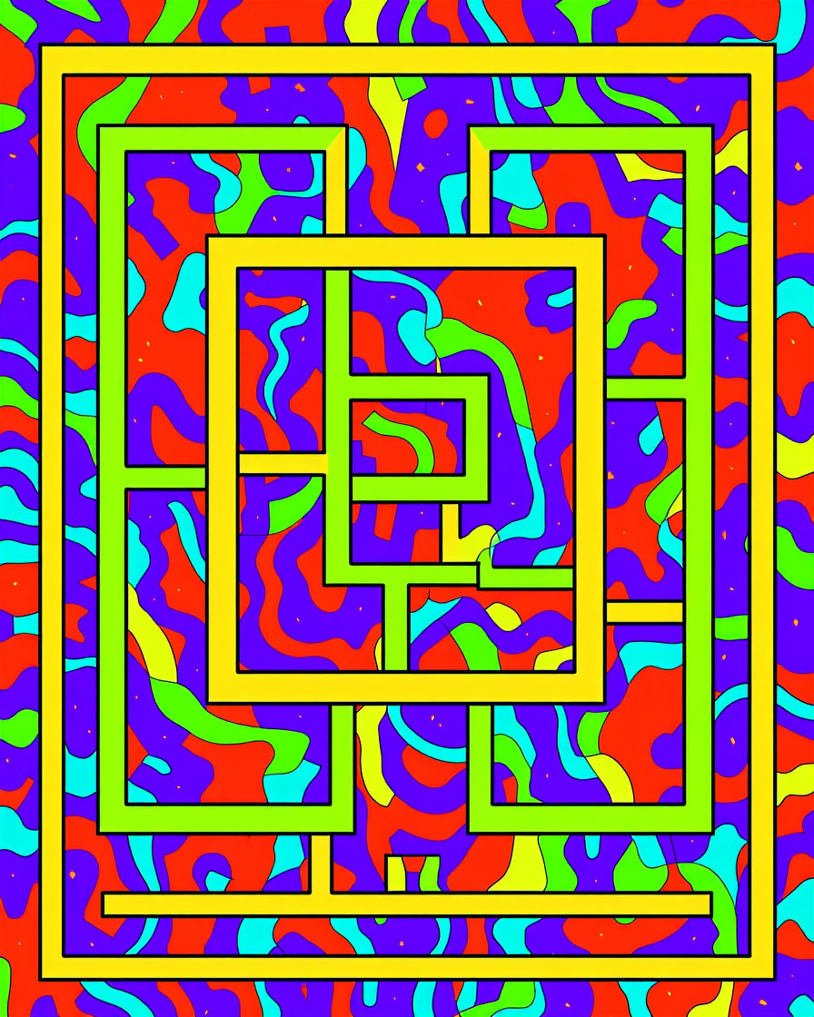 Abstract Geometric Maze Pattern Rug