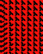 Bold Black Crimson Abstract Shapes Rug