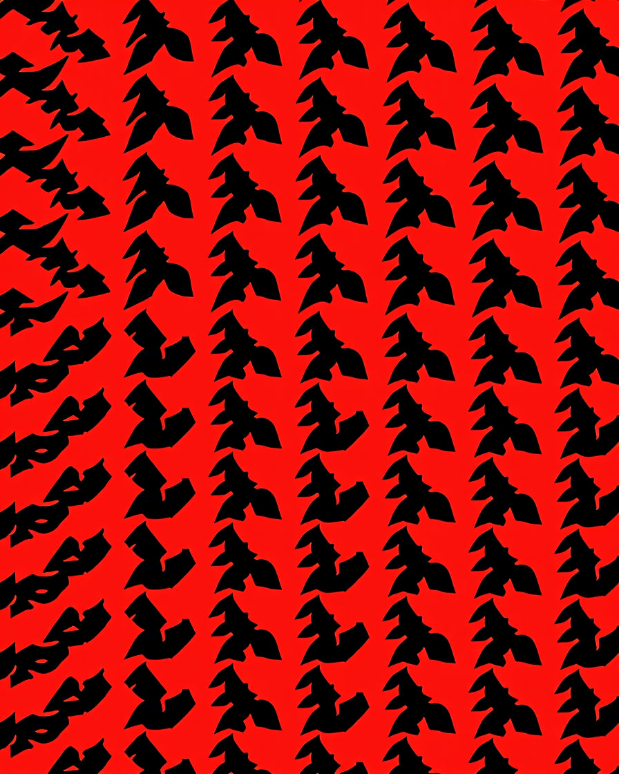 Bold Black Crimson Abstract Shapes Rug