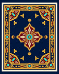Ornate Gold Floral Patterned Rug