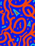 Vibrant Orange Blue Abstract Shapes Rug
