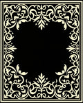 Ornate Scrollwork Black Ivory Corner Design Rug