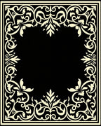 Ornate Scrollwork Black Ivory Corner Design Rug