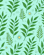 Green Foliage With Star Sun Accents Rug