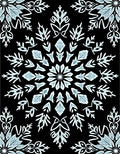 Light Blue Snowflake Mandala Black Rug