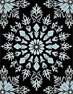 Light Blue Snowflake Mandala Black Rug