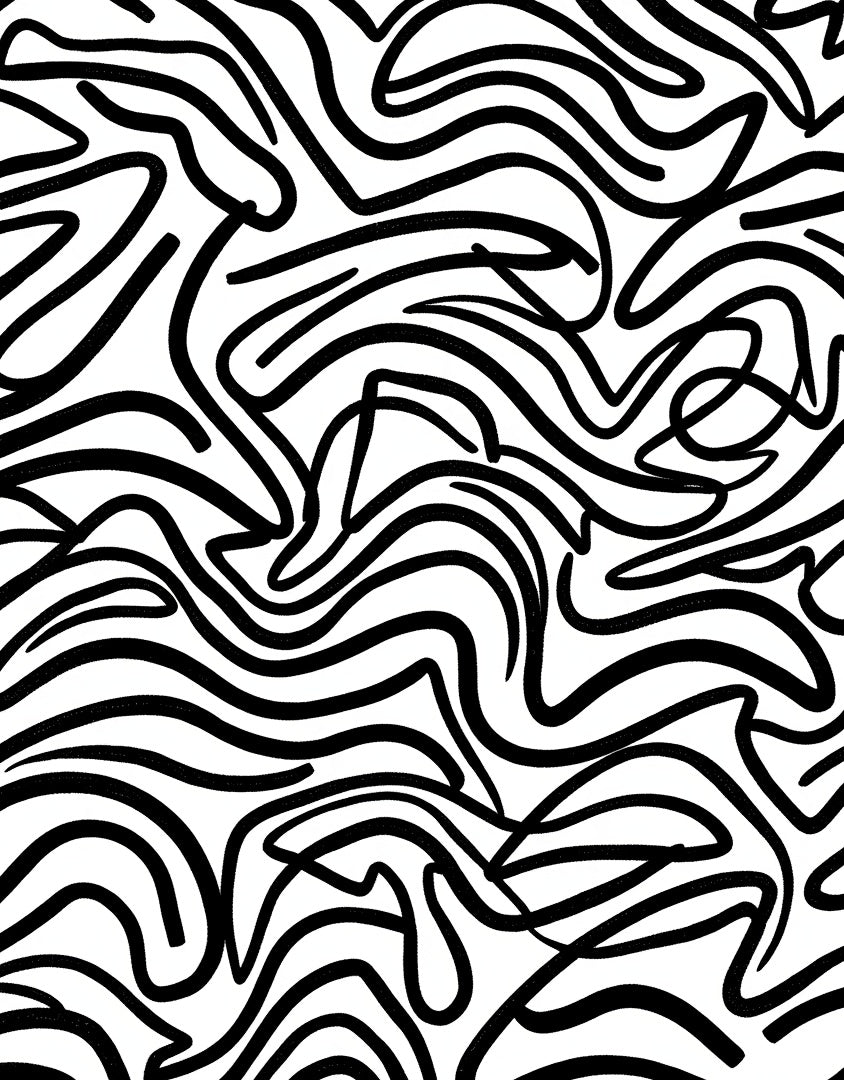 Bold Black Wavy Stripe Pattern Rug