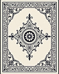 Ornate Floral Center Medallion Border Design Rug