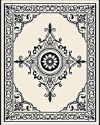 Ornate Floral Center Medallion Border Design Rug