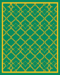 Emerald Gold Quatrefoil Pattern Rug