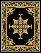 Elegant Gold Ornate Floral Design Rug