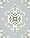 Elegant Cream Grey Floral Mandala Rug