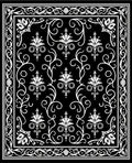Black White Floral Vine Border Rug