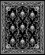 Black White Floral Vine Border Rug