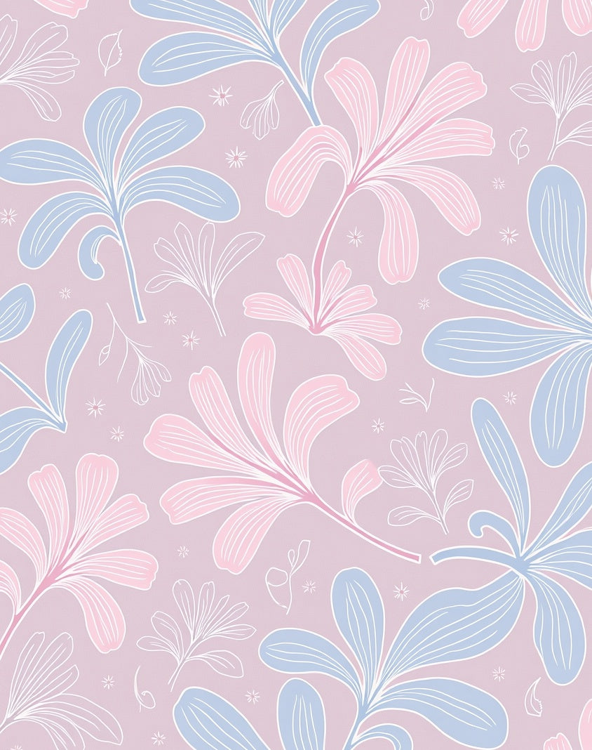 Pastel Floral Sketch Pattern Rug