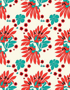 Bold Red Floral Pattern Rug