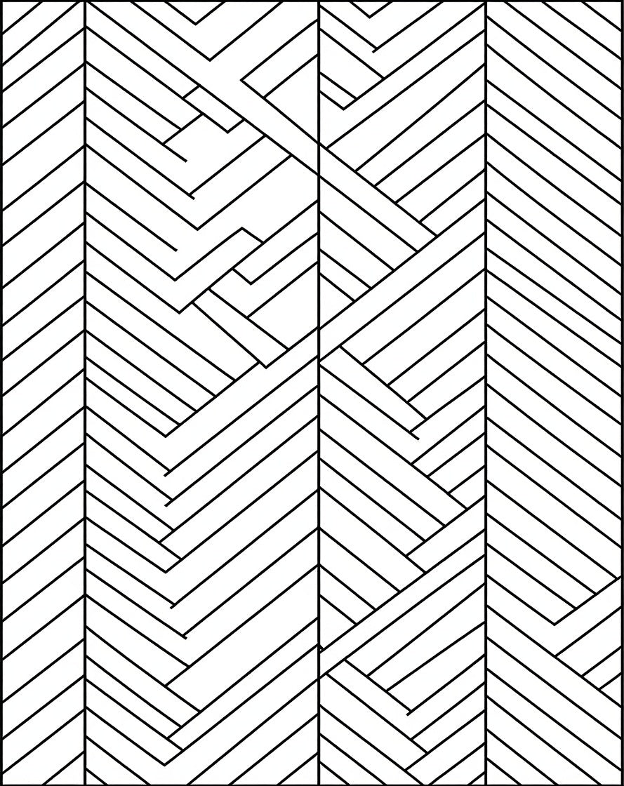 Geometric Herringbone Linear Design Rug