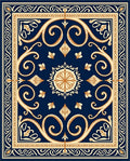 Classic Floral Swirls Navy and Gold Rug