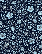 Classic Floral Vine Dark Navy Design Rug