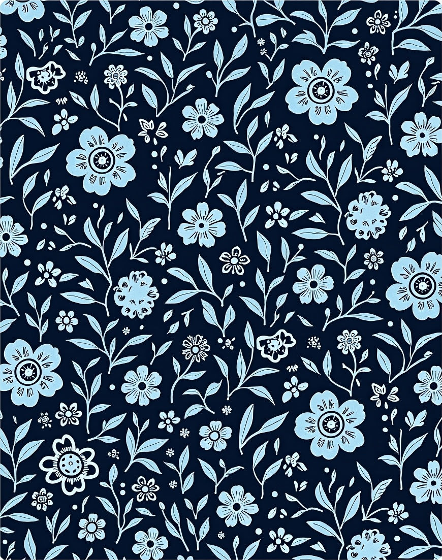 Classic Floral Vine Dark Navy Design Rug