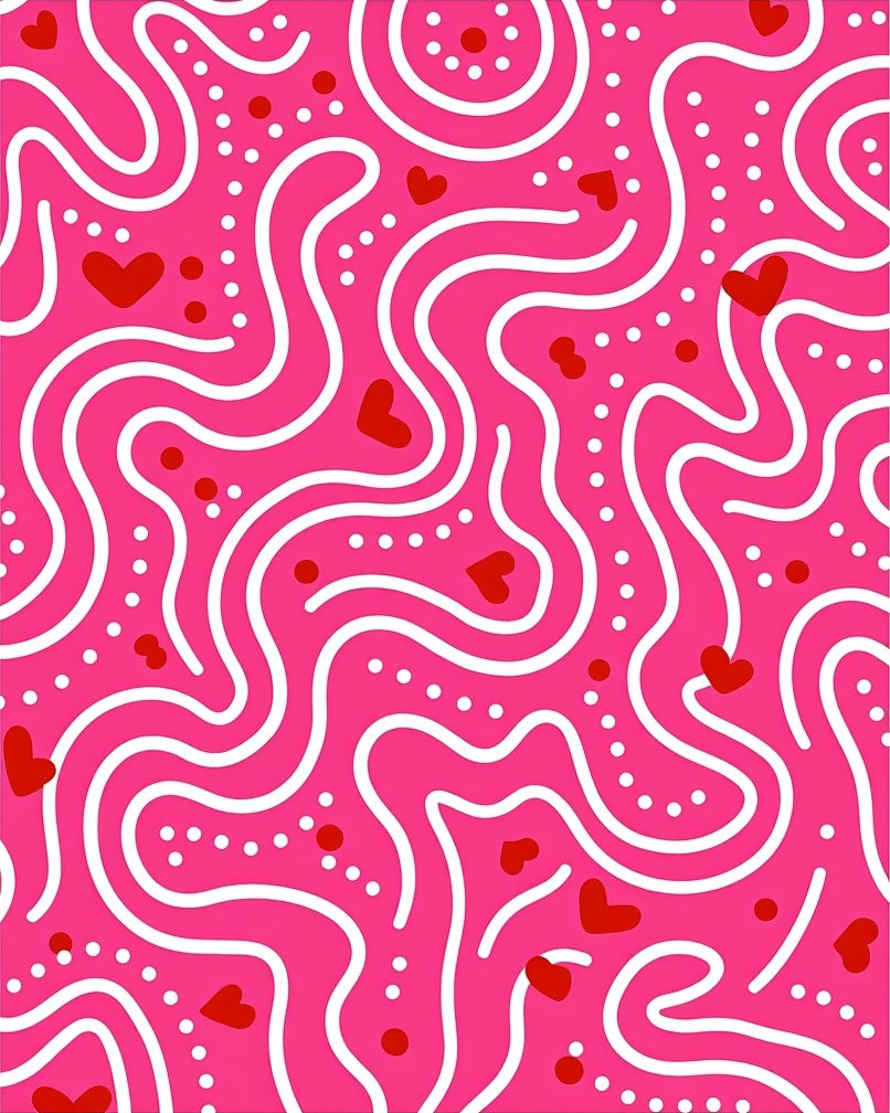 Whimsical Heart Waves Pattern Rug