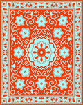 Ornate Floral Medallion Vine Pattern Rug