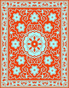 Ornate Floral Medallion Vine Pattern Rug