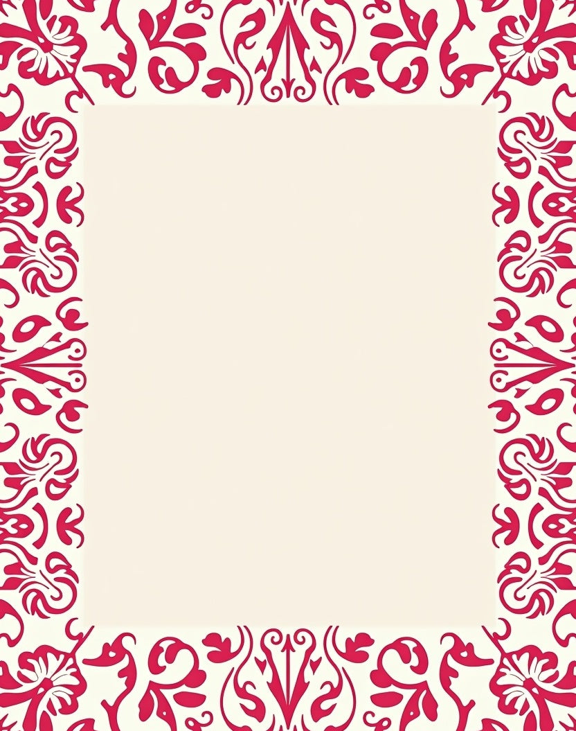 Elegant Red Floral Scroll Border Rug